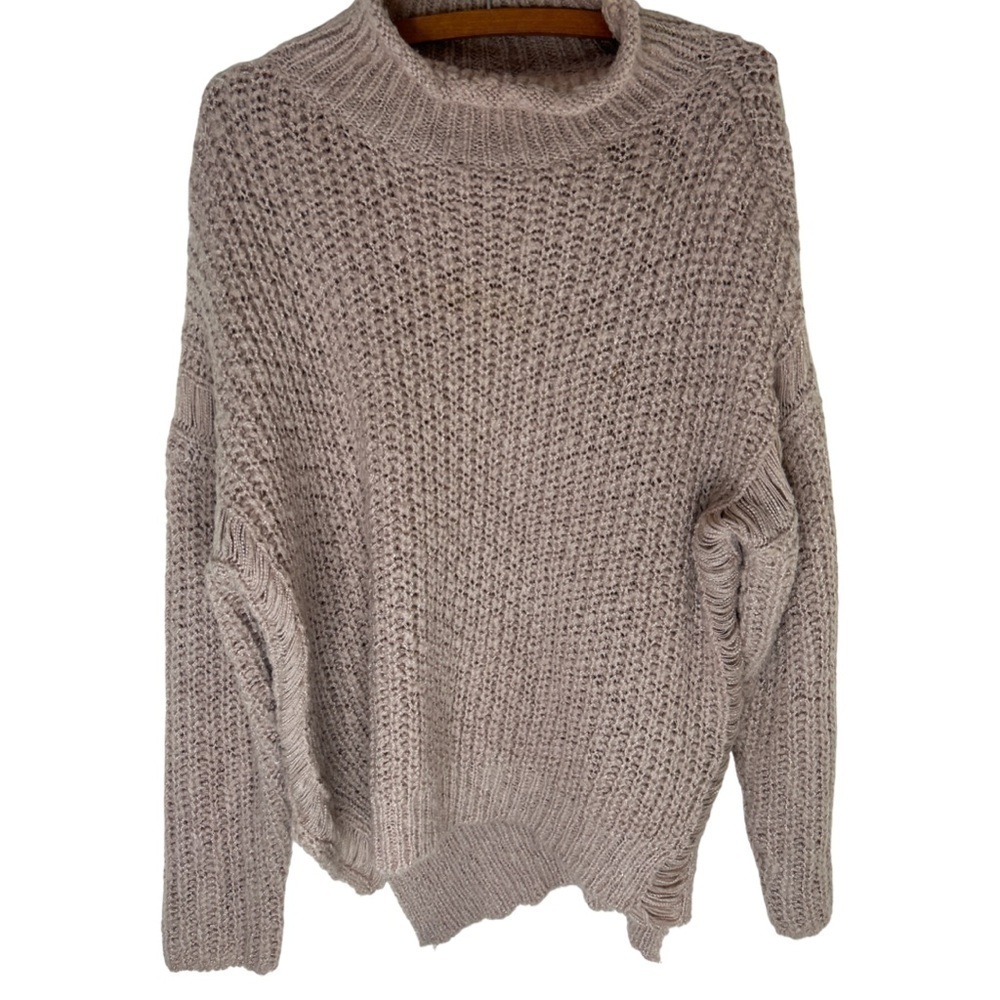 POL Distressed Oversized Mock Neck Sweater Size Medium